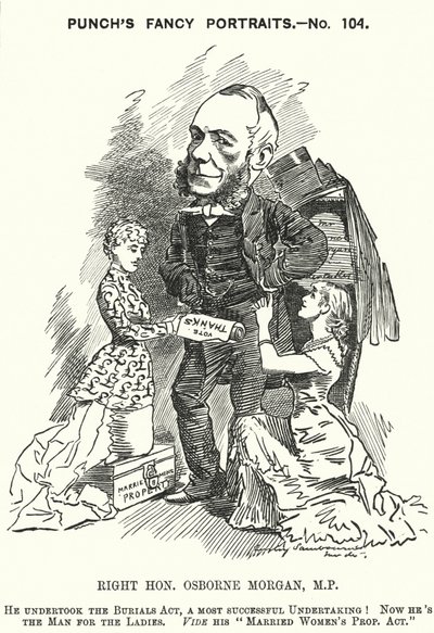 Punch tegneserie: George Osborne Morgan, walisisk advokat og liberal politiker (gravering) af Edward Linley (after) Sambourne