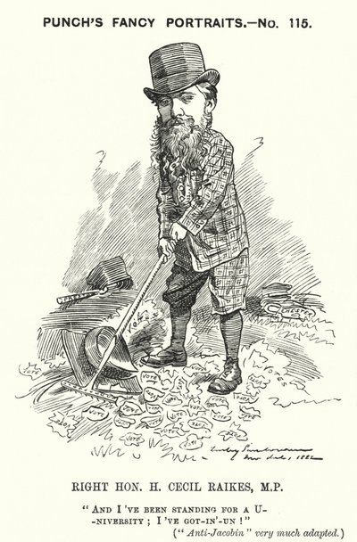Punch tegneserie: Henry Cecil Raikes, engelsk konservativ politiker (gravering) af Edward Linley (after) Sambourne