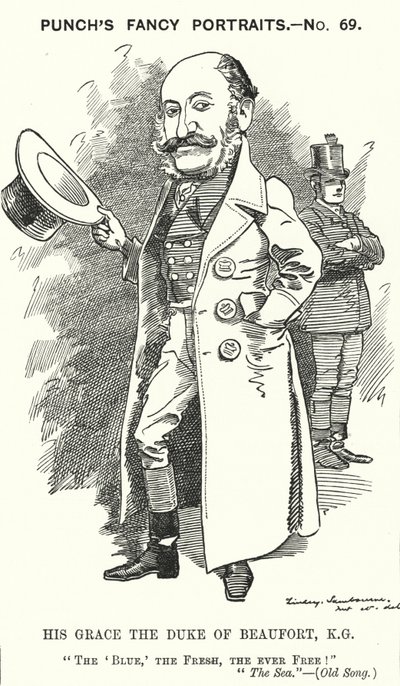 Punch tegneserie: Henry Charles Fitzroy Somerset, 8. hertug af Beaufort, engelsk soldat og konservativ politiker (gravering) af Edward Linley (after) Sambourne