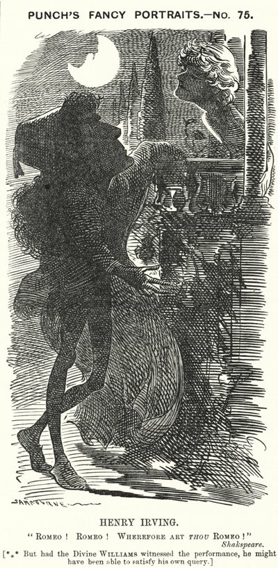Punch tegnefilm: Henry Irving, engelsk skuespiller (gravering) af Edward Linley (after) Sambourne