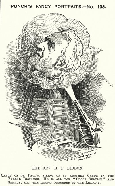 Punch tegneserie: Henry Liddon, engelsk teolog (gravering) af Edward Linley (after) Sambourne