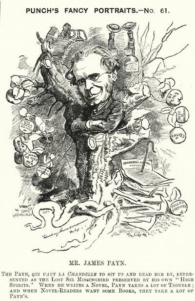 Punch tegnefilm: James Payn, engelsk forfatter (gravering) af Edward Linley (after) Sambourne