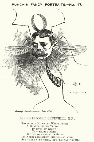 Punch tegneserie: Lord Randolph Churchill, engelsk konservativ politiker (gravering) af Edward Linley (after) Sambourne