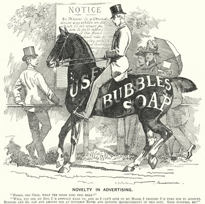 Punch tegneserie: Novelty in Advertising (gravering) af Edward Linley (after) Sambourne