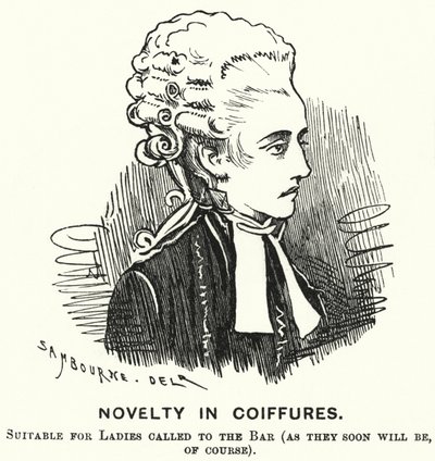 Punch tegneserie: Novelty in Coiffures (gravering) af Edward Linley (after) Sambourne