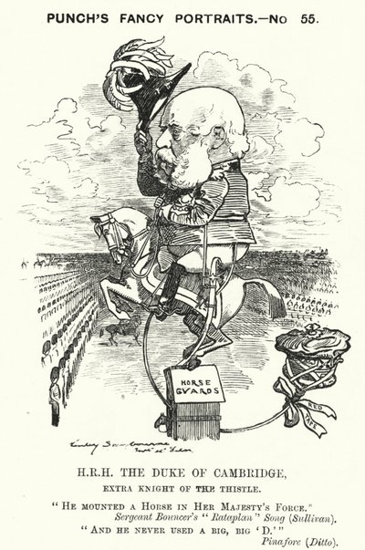 Punch tegnefilm: Prins George, hertug af Cambridge, britisk soldat (gravering) af Edward Linley (after) Sambourne
