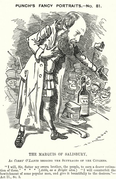 Punch tegneserie: Robert Gascoyne-Cecil, 3. Marquess of Salisbury, engelsk konservativ politiker (gravering) af Edward Linley (after) Sambourne