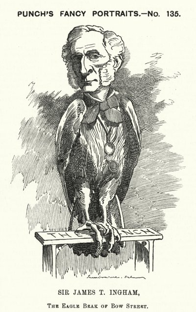 Punch tegneserie: Sir James Taylor Ingham, engelsk advokat og politidommer (gravering) af Edward Linley (after) Sambourne