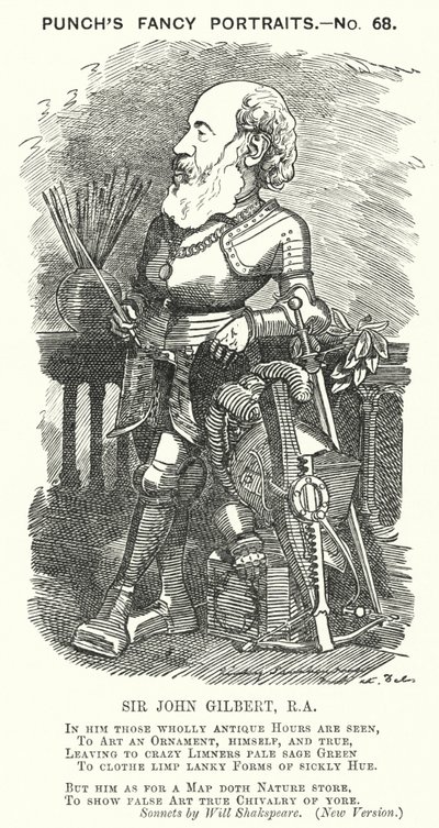 Punch tegneserie: Sir John Gilbert, engelsk kunstner (gravering) af Edward Linley (after) Sambourne