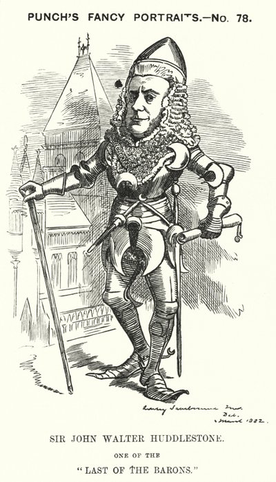 Punch tegneserie: Sir John Walter Huddleston, engelsk advokat og dommer (gravering) af Edward Linley (after) Sambourne