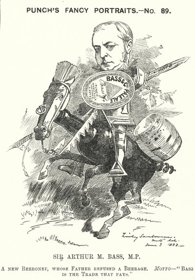 Punch tegnefilm: Sir Michael Arthur Bass af Edward Linley (after) Sambourne