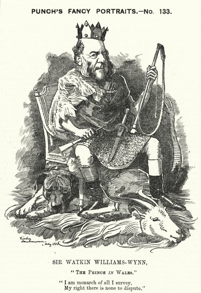 Punch tegneserie: Sir Watkin Williams-Wynn, 6. Baronet, walisisk konservativ politiker (gravering) af Edward Linley (after) Sambourne