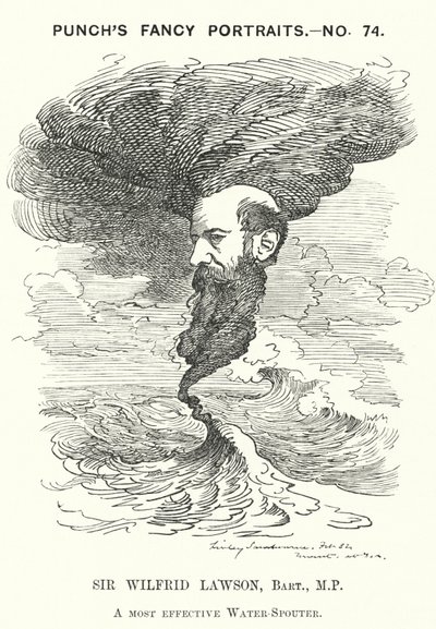 Punch tegneserie: Sir Wilfrid Lawson, engelsk radikal liberal politiker og temperamentsforkæmper (gravering) af Edward Linley (after) Sambourne