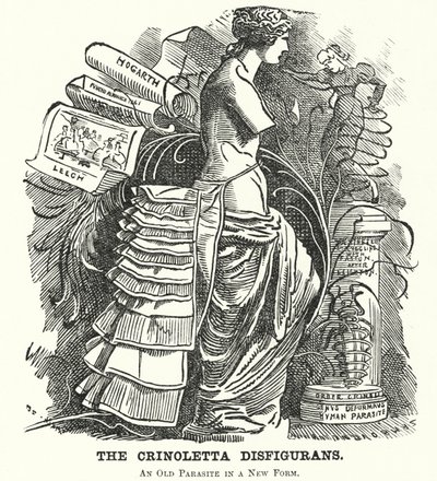 Punch tegneserie: The Crinoletta Disfigurans (gravering) af Edward Linley (after) Sambourne