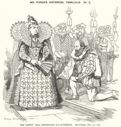 Punch tegnefilm: The Lordly Cecil underholder sin suveræn, Hatfield af Edward Linley (after) Sambourne