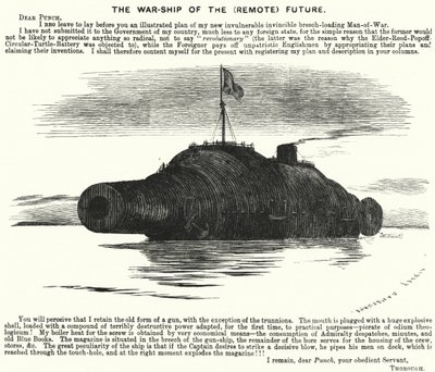 Punch tegneserie: The Warship of the (Remote) Future (gravering) af Edward Linley (after) Sambourne