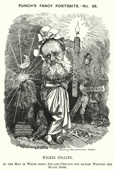 Punch tegnefilm: Wilkie Collins, engelsk romanforfatter, dramatiker og novelleforfatter (gravering) af Edward Linley (after) Sambourne