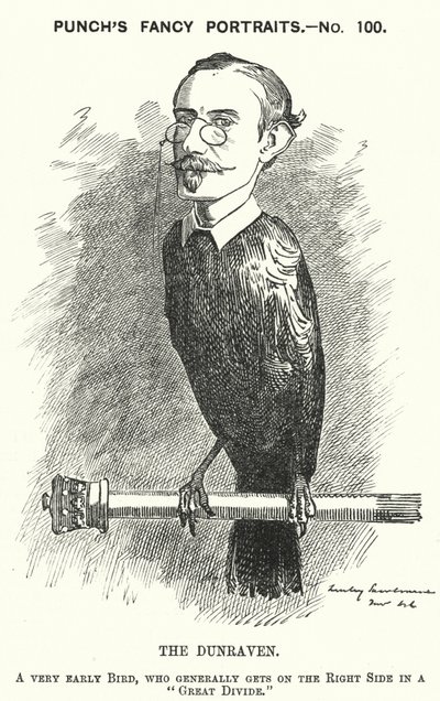 Punch tegneserie: Windham Wyndham-Quin, 4. jarl af Dunraven og Mount-Earl, anglo-irsk journalist, godsejer og konservativ politiker (gravering) af Edward Linley (after) Sambourne