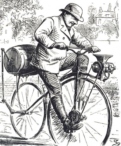 Tegneserie, der viser en kaffekværncykel af Edward Linley Sambourne