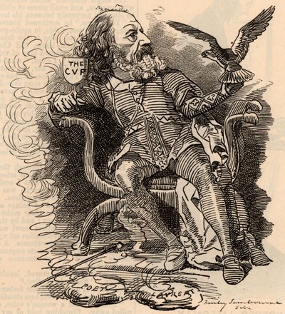 Tegneserie af Alfred Tennyson (1809-1893) engelsk digter af Edward Linley Sambourne