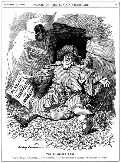 The Pilgrims Rest, karikatur af Paul Kruger, sydafrikansk politiker, 1900 af Edward Linley Sambourne