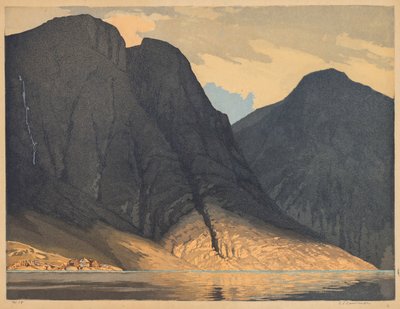 [Bjergudsigt med vand]. af Edward Louis Laurenson