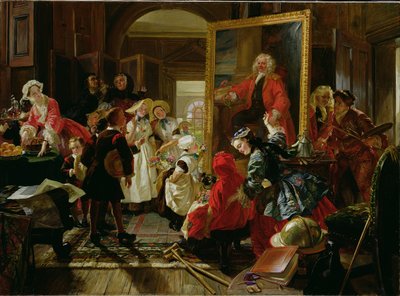 Hogarths atelier i 1739 (olie på lærred) af Edward Matthew Ward