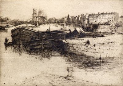 Udsigt over Notre Dame fra Seinen (radering) af Edward Millington Synge