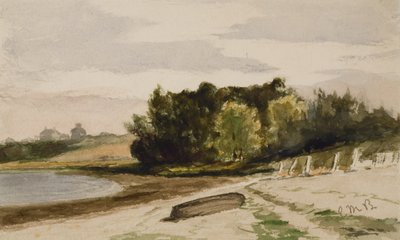 Landskab med Log on the Beach (#40), ca. 1880 (akvarel på papir) af Edward Mitchell Bannister