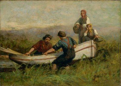 Folk i nærheden af båden af Edward Mitchell Bannister