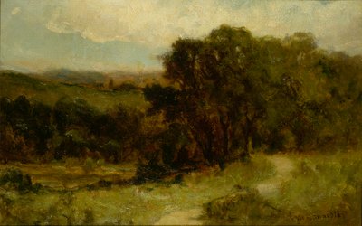 Uden titel (landskab med vej nær vandløb og træer) af Edward Mitchell Bannister