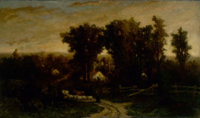 Uden titel (kvinde med kvæg og får i skumringen) af Edward Mitchell Bannister