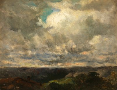 Unavngivet landskab, overskyet himmel. af Edward Mitchell Bannister