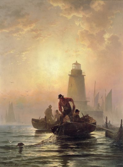Fish Pond, Orient Bay, Long Island af Edward Moran
