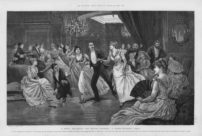 En ny forlystelse til vinteraftener - en gulvpoleringsfest (litho) af Edward Morant Cox