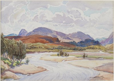 On the Spey, ca. 1935 (Akvarel) af Edward Mossforth Neatby