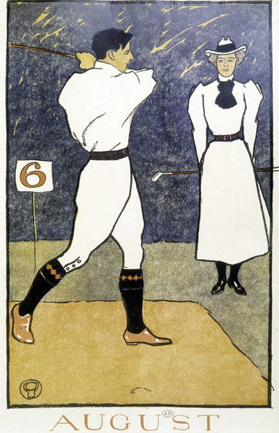 Par, der spiller golf - i "" Golfkalender"" af Edward Penfield af Edward Penfield