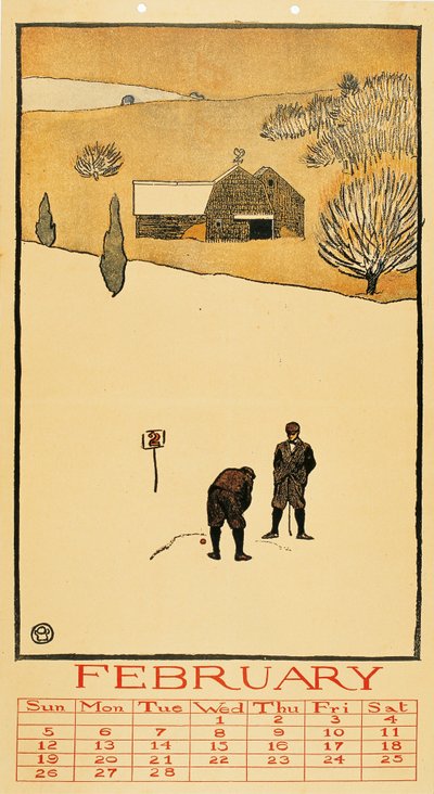 Golf kalender. februar af Edward Penfield