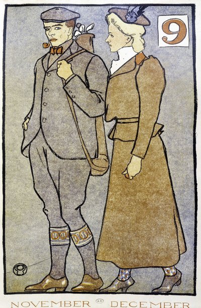 Golf Couple - i "" Golf Calendar"" af Edward Penfield af Edward Penfield
