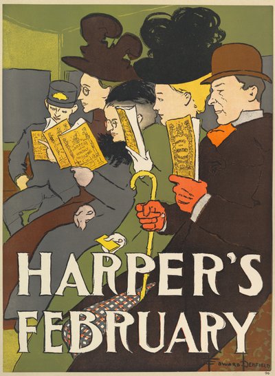 Harpers New Monthly Magazine, februar 1896 (farve litho) af Edward Penfield