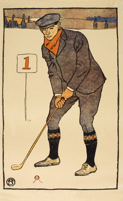 Januar, detalje fra 1931 Golfing Calendar, pub. 1931 af Edward Penfield