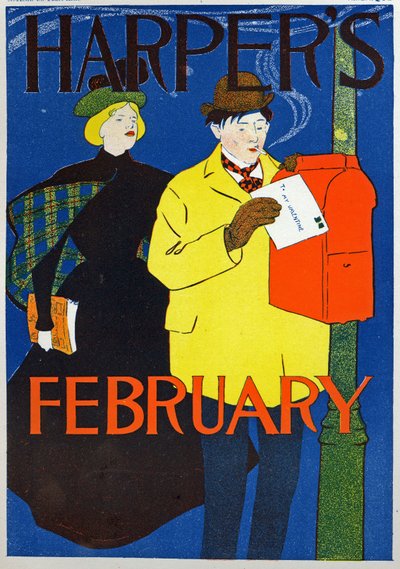 Mies kantamassa ystävänpäiväkirjettä af Edward Penfield