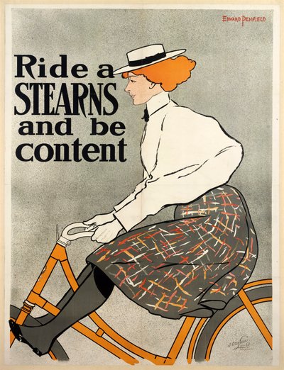 Kør en Stearns og vær tilfreds, c1896 farve litho. af Edward Penfield