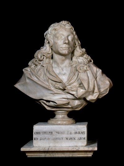 Portrætbuste af Sir Christopher Wren, 1600-tallet (marmor) af Edward Pierce