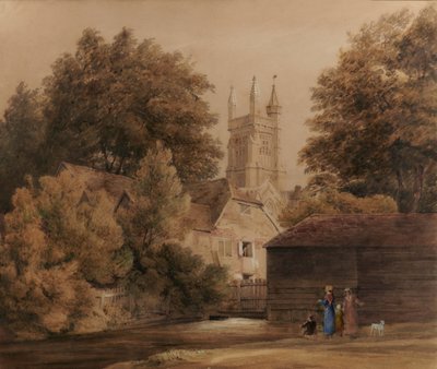 Udsigt nær Winchester (katedralen i baggrunden) af Edward Pretty