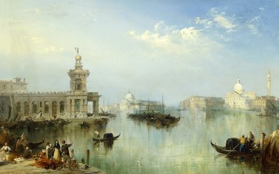 Udsigt over Venedig (olie på lærred) af Edward Pritchett