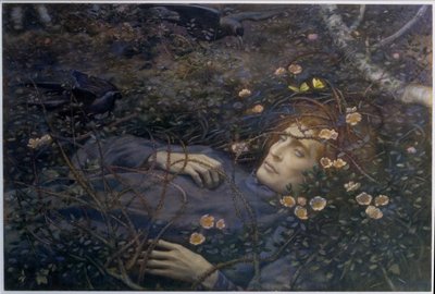 "Åh, hvad er det i hulen?" (akvarel på papir) af Edward Robert Hughes
