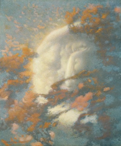 Pak skyer væk og velkomstdag (wc og guldmaling på papir) af Edward Robert Hughes
