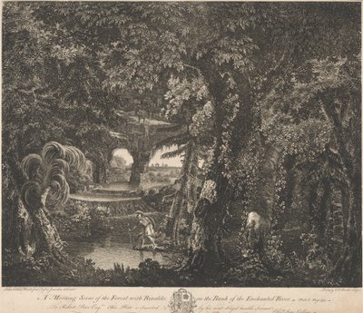 En morgenscene i skoven med Rinaldo på bredden af den fortryllede flod af Edward Rooker