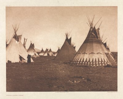 Portfolio VI, tavle 186: Malede loger--Piegan af Edward S. Curtis